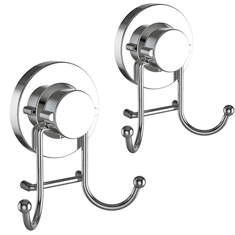 HOME SO suction hook in shower holds towels securely without screws.