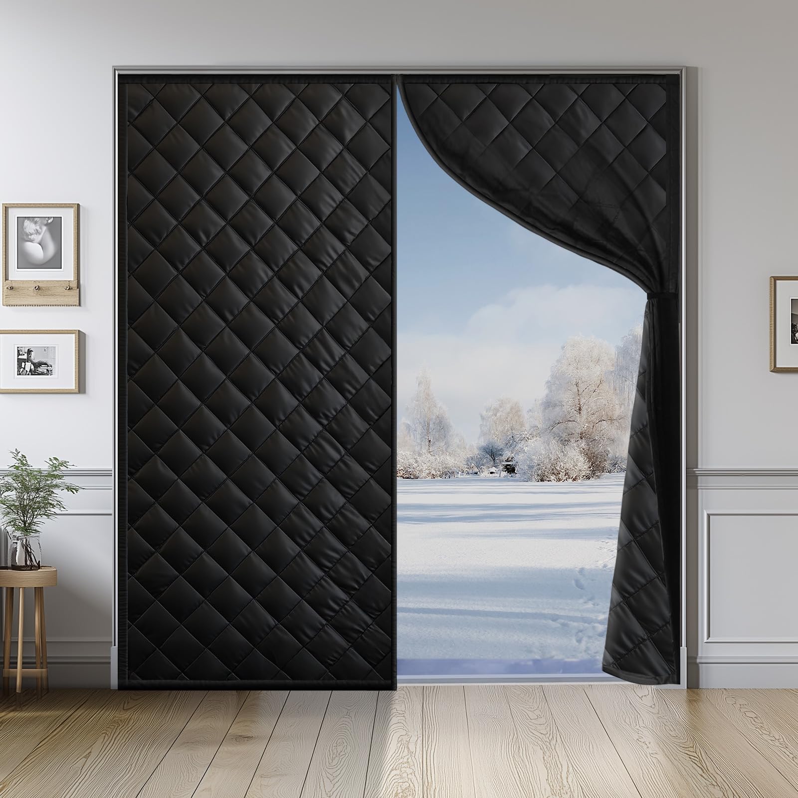 Homealexa magnetic thermal door curtain closeup of magnetic strip for a tight seal