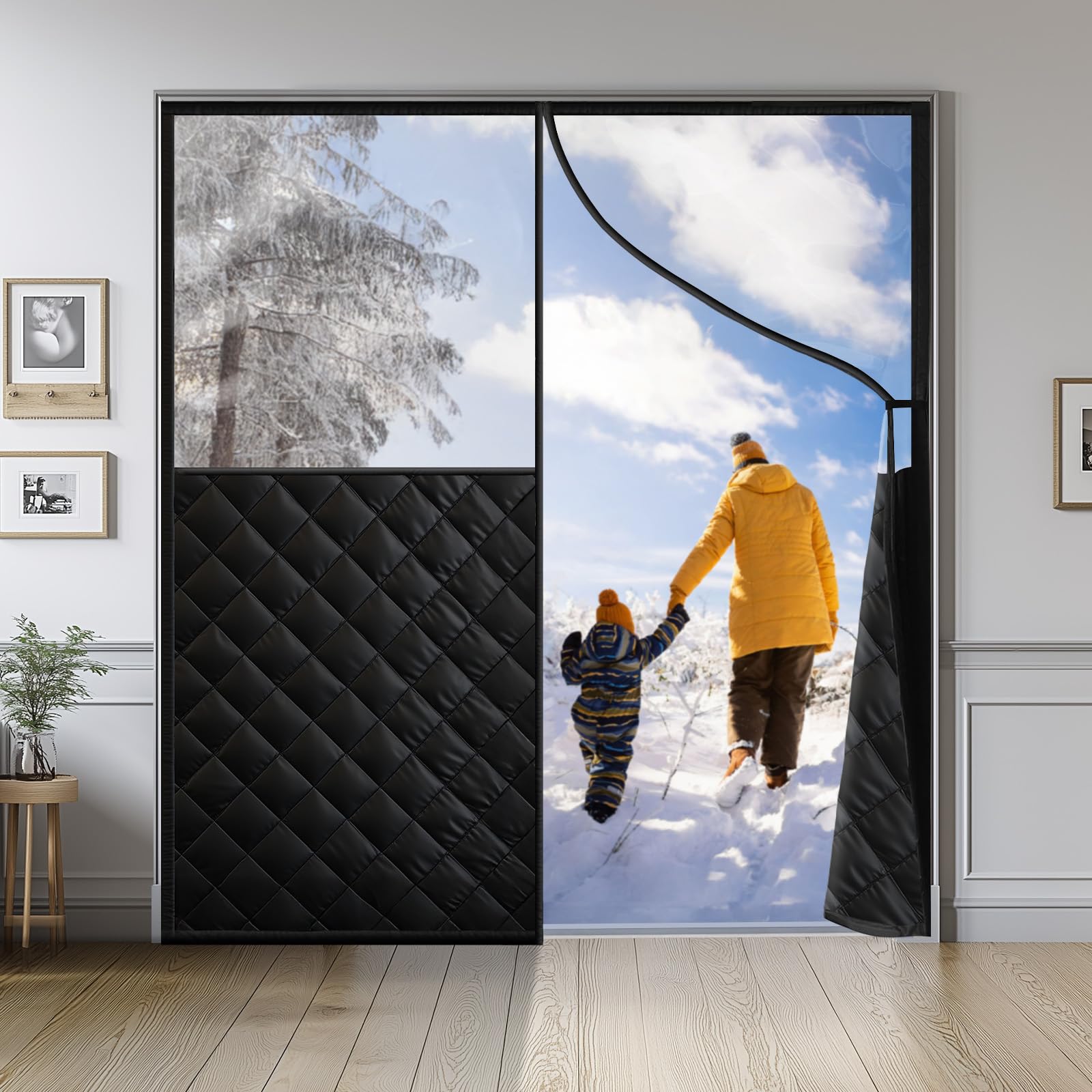 Homealexa magnetic thermal door curtain installed on a doorway for draft protection