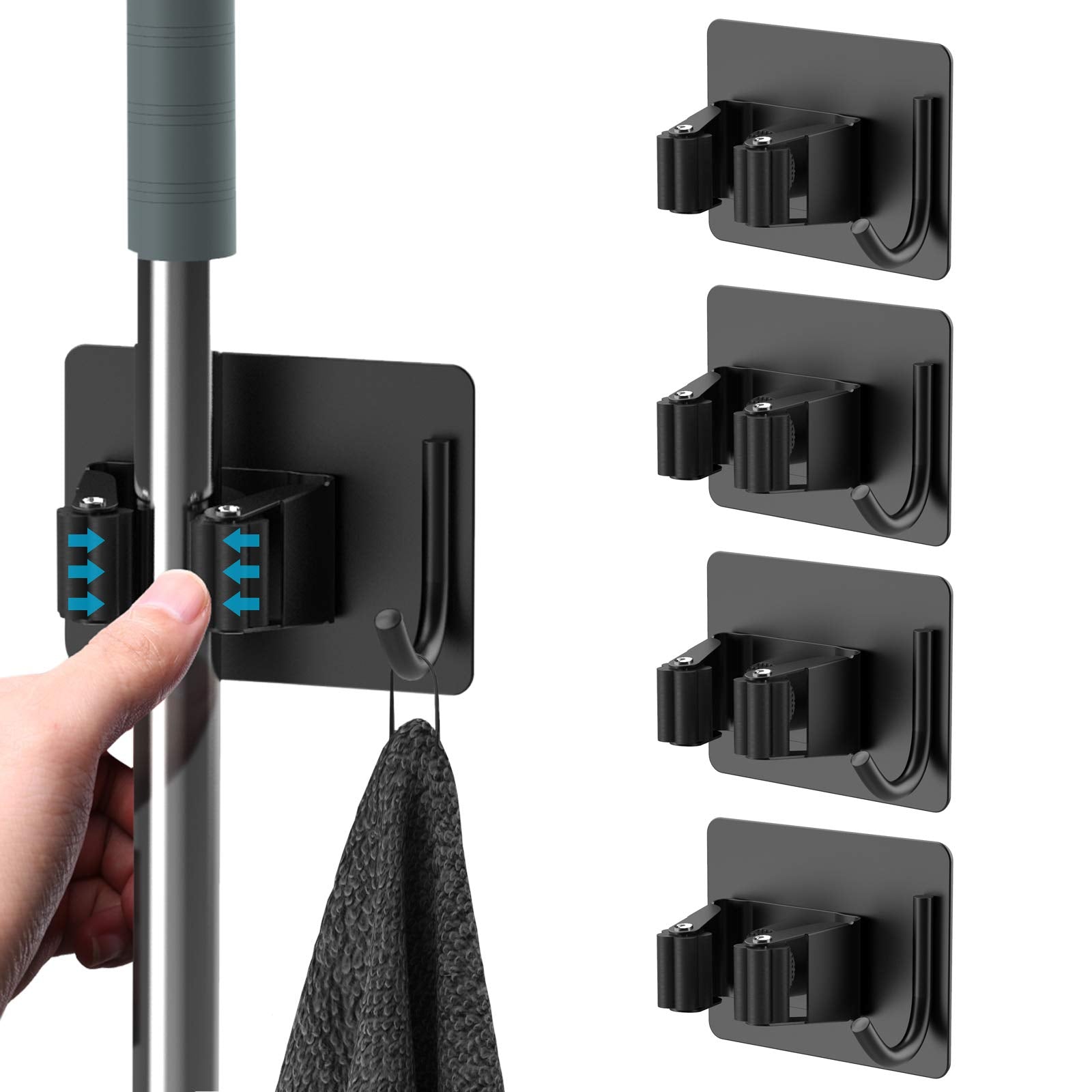 Homeasy Mop Broom Holder wall mount keeps cleaning tools organized and accessible.