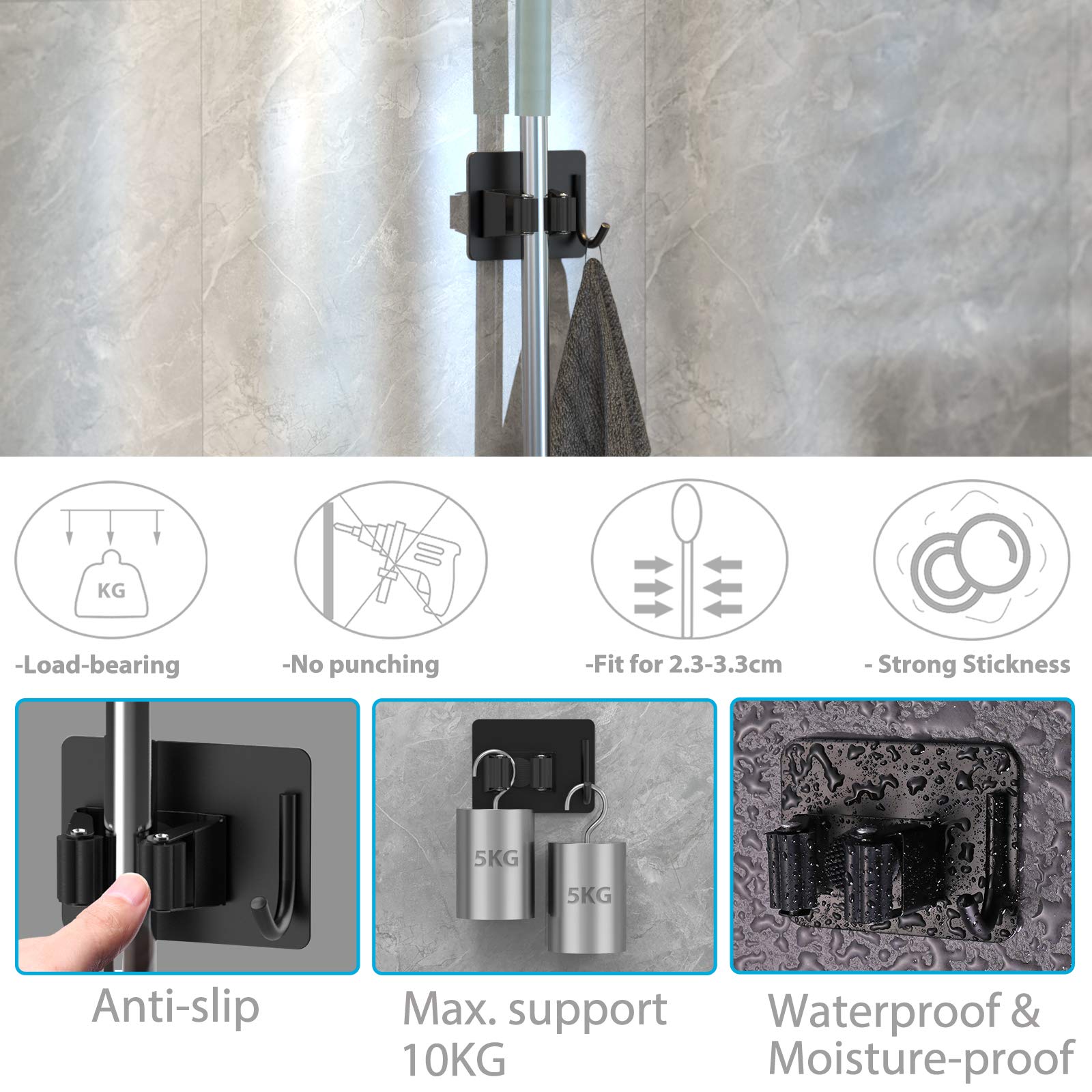 Wall-mount installation of Homeasy holder using adhesive backing.