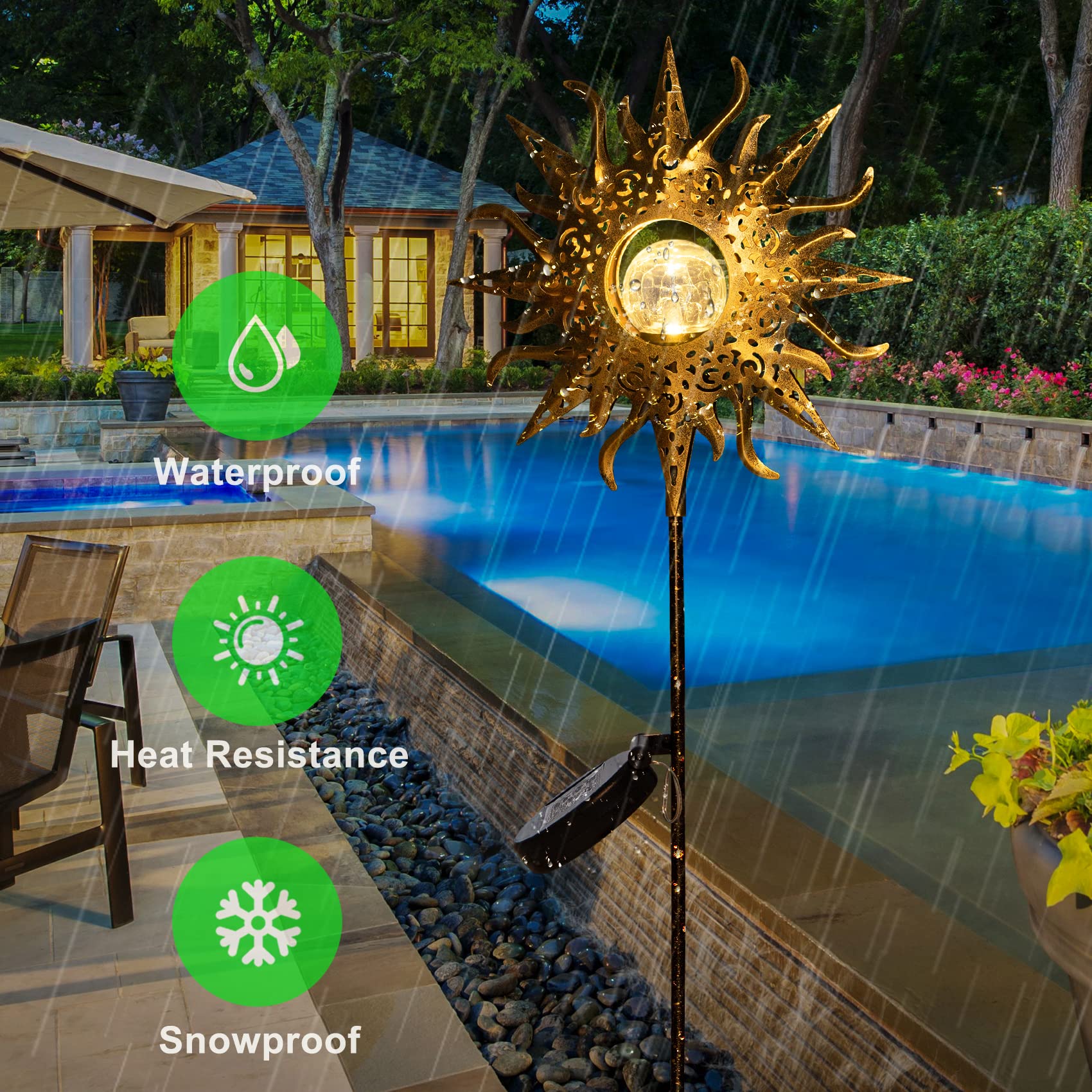 HOMEIMPRO crackle glow pattern enhances outdoor spaces with subtle illumination.