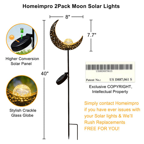 Homeimpro large 8x7.7x40 inch moon stake decorates porch and yard.