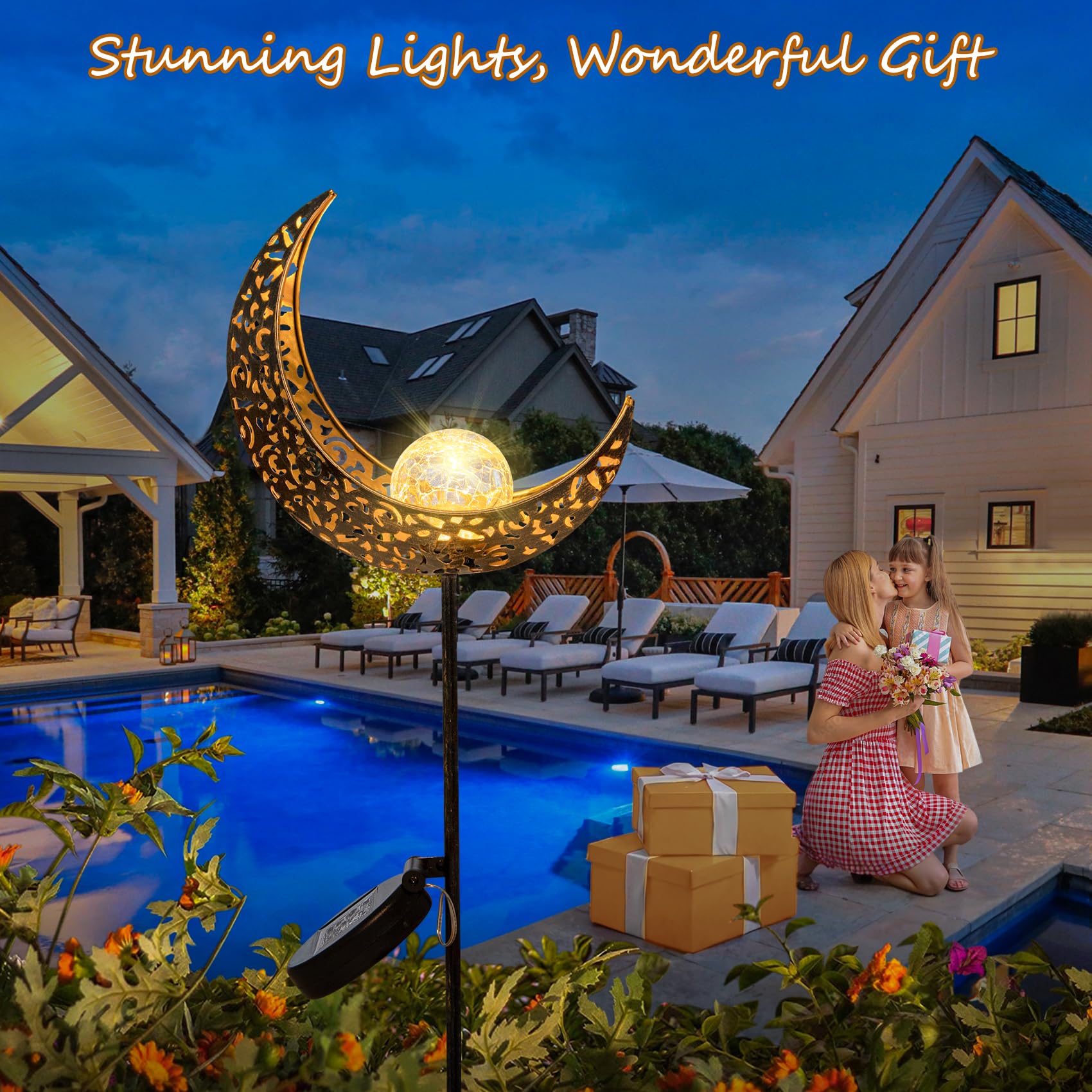 Homeimpro Moon Solar Lights bronze finish suits porches and patios.