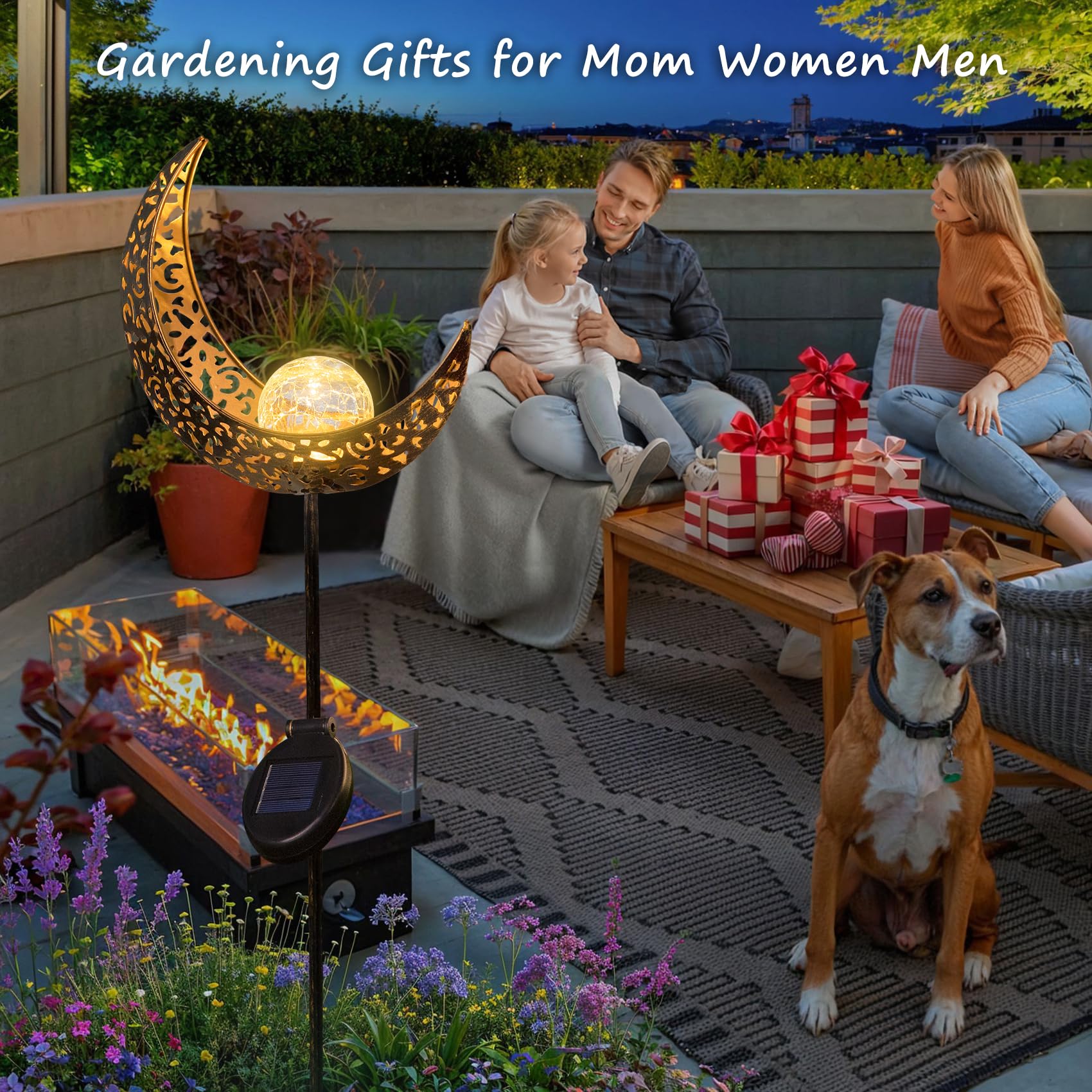 Homeimpro Moon Solar Lights along a pathway add welcoming garden illumination.