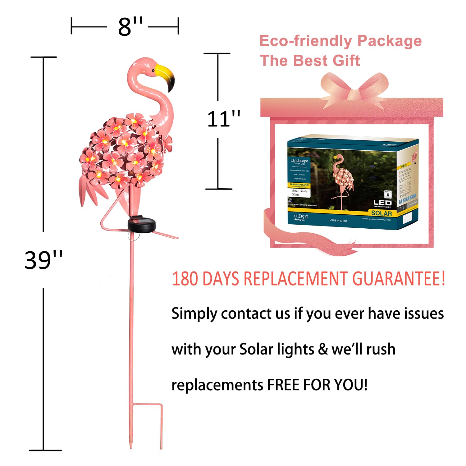 Homeimpro weatherproof flamingo light withstands rain and sun for year-round use.
