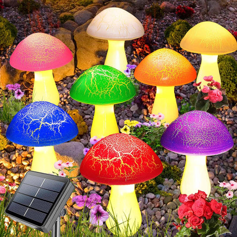 Homeleo cracked mushroom solar light brightens garden path at night