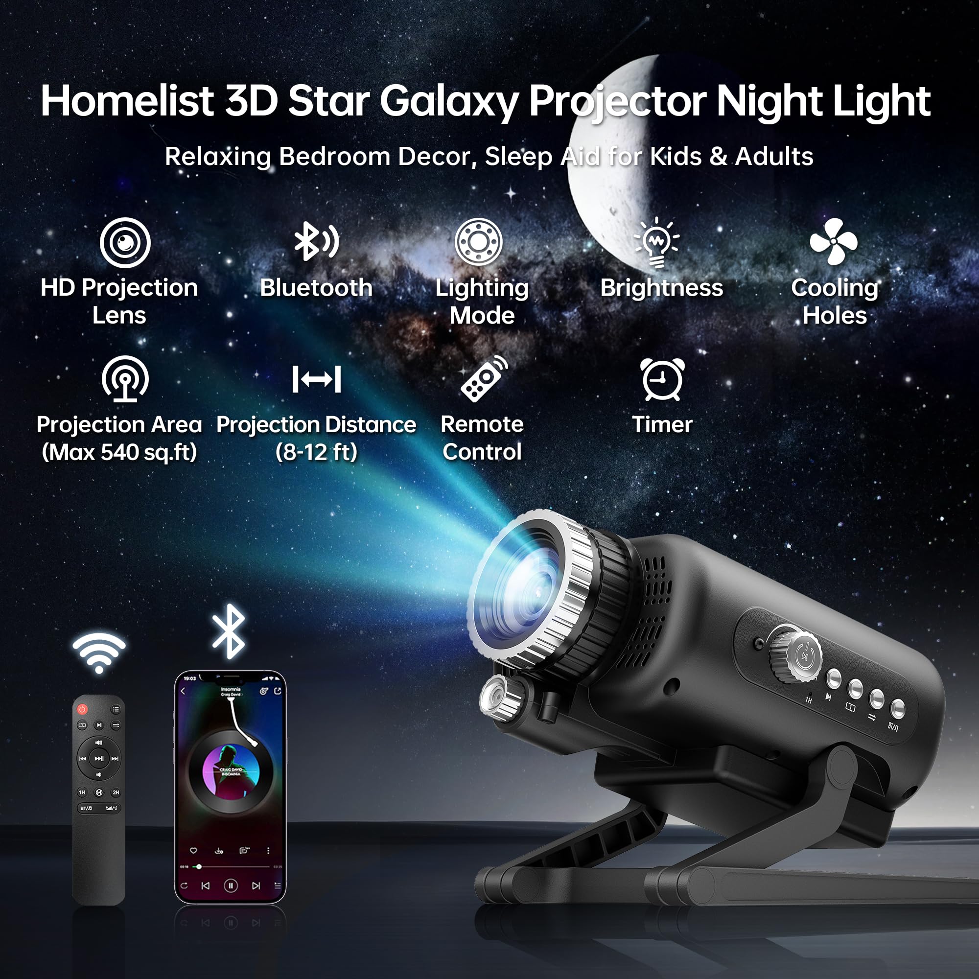 Homelist Sleep Aid Night Light calming ocean scene promotes relaxation