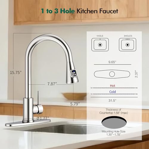 HOMELODY brushed nickel finish faucet with fingerprint resistance and timeless style.