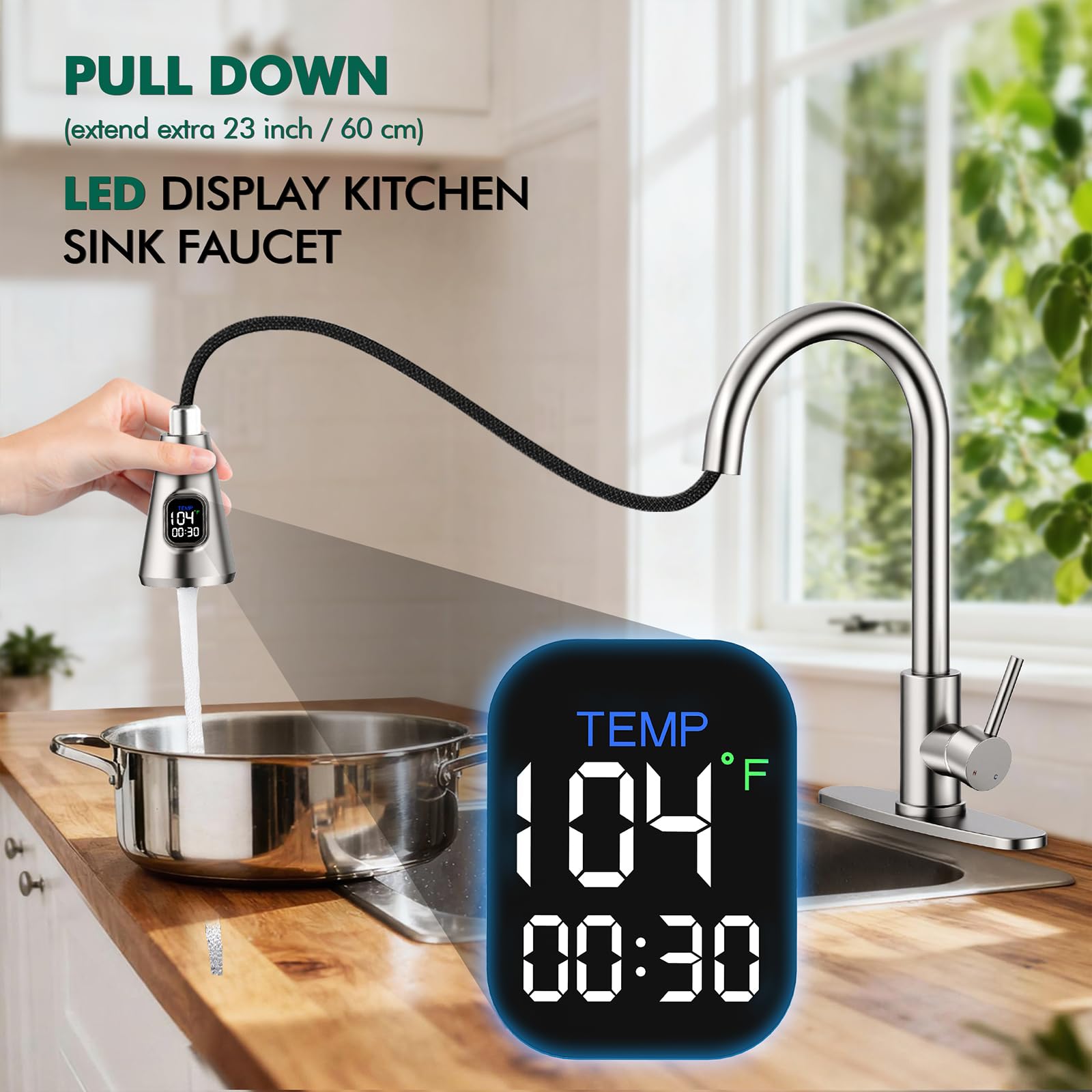 HOMELODY stainless steel finish resists fingerprints and stains for easy maintenance.