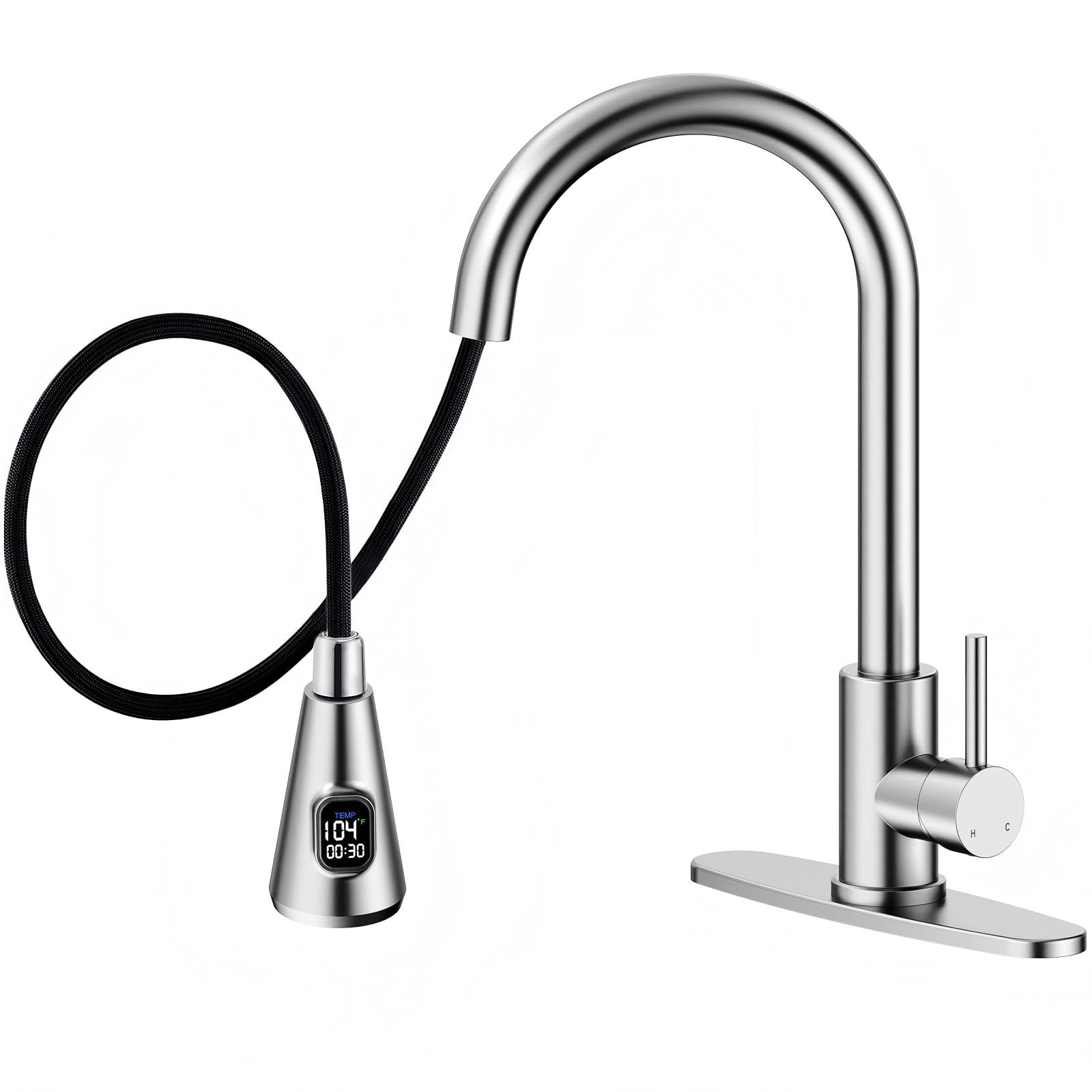 HOMELODY LED temperature display faucet showing real-time temperature for safer use.