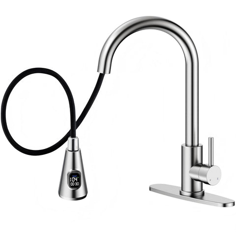 HOMELODY LED temperature display faucet showing real-time temperature for safer use.