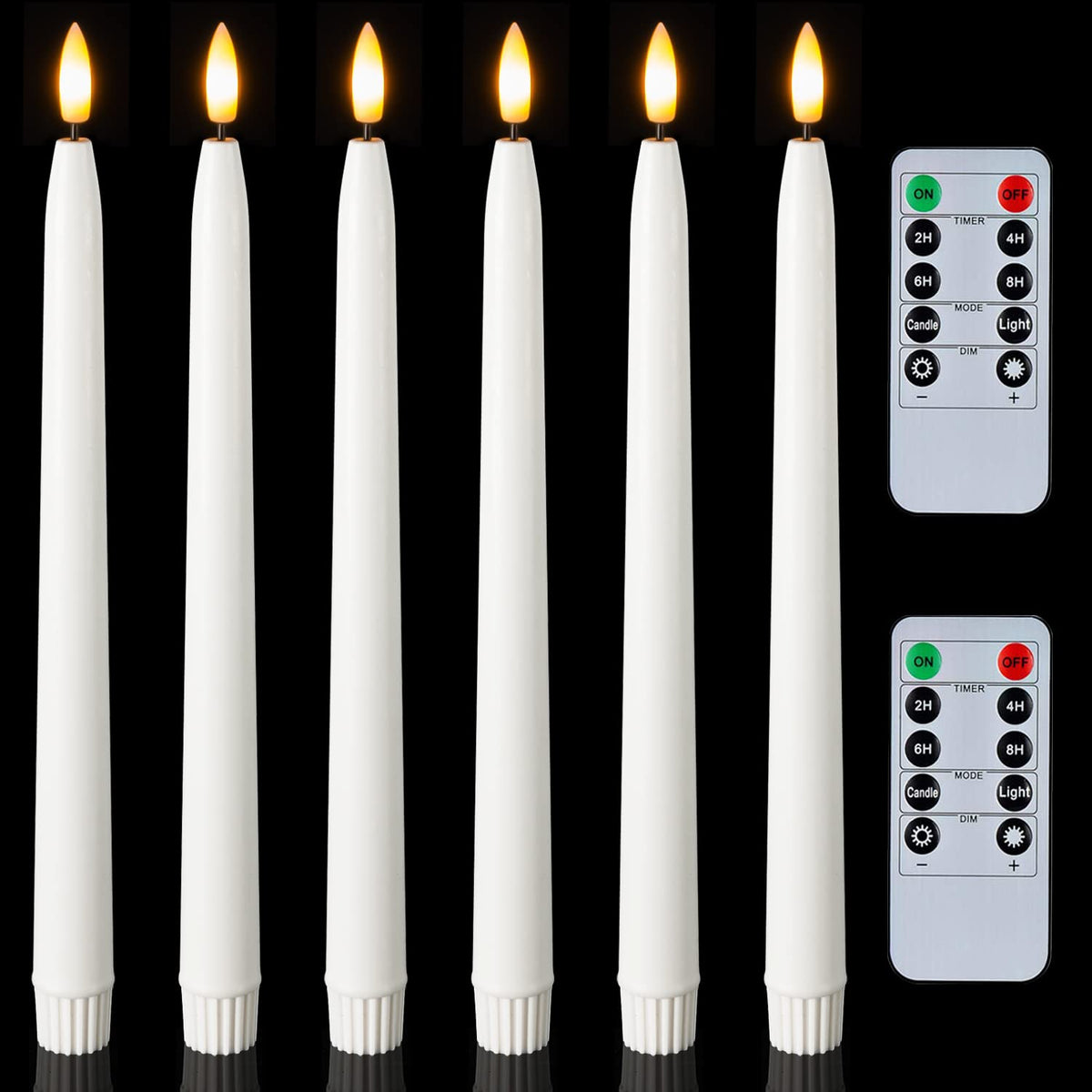 Homemory 11-inch taper candles with remote control create a safe, flickering ambiance.