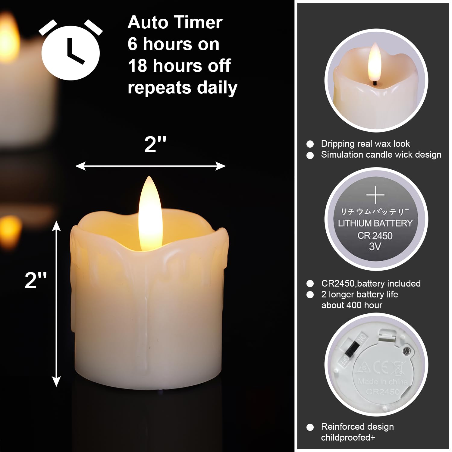 Homemory 3D wax edge close-up shows realistic flicker without flame.