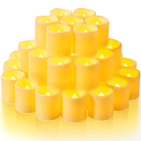Homemory 50-pack votive candles in a pack-shot for elegant ambient decor.