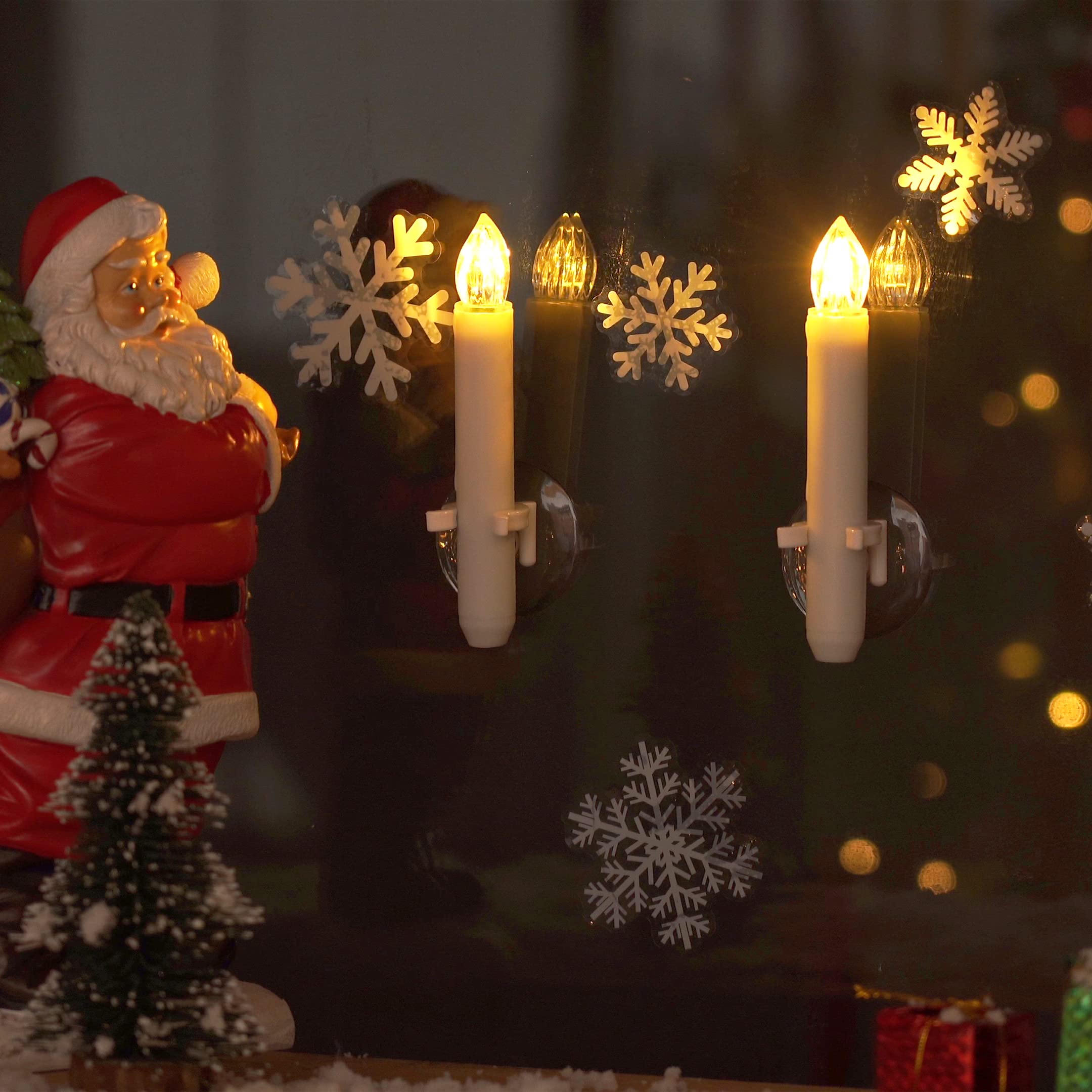 Homemory 6h timer candles automate cozy holiday ambiance on windows.