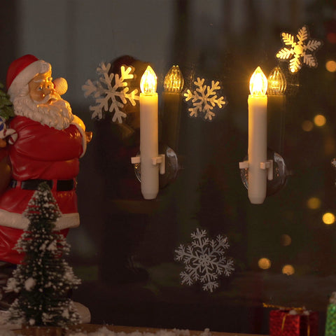 Homemory 6h timer candles automate cozy holiday ambiance on windows.