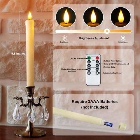 Homemory 9.6-inch taper candle on mantel for table decor
