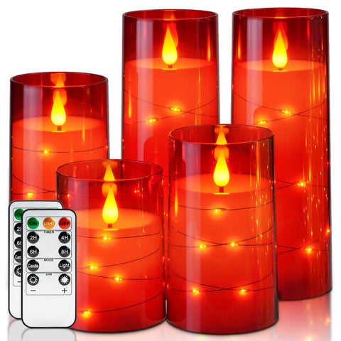 Homemory acrylic flameless candle with embedded star lights creates warm ambiance.