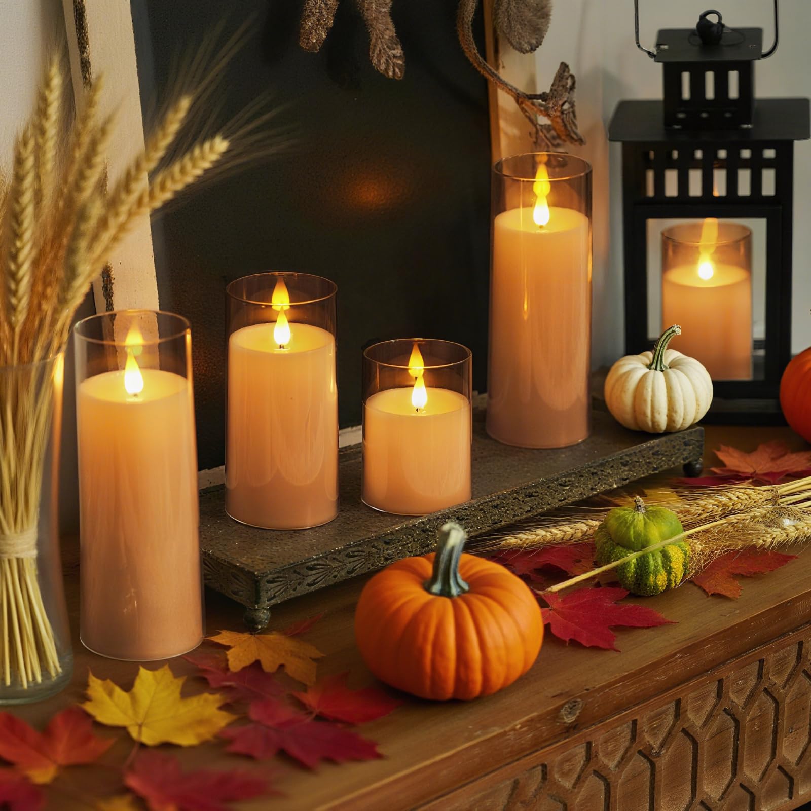 Homemory amber flickering flameless candle, 4-inch, acrylic shell, remote control