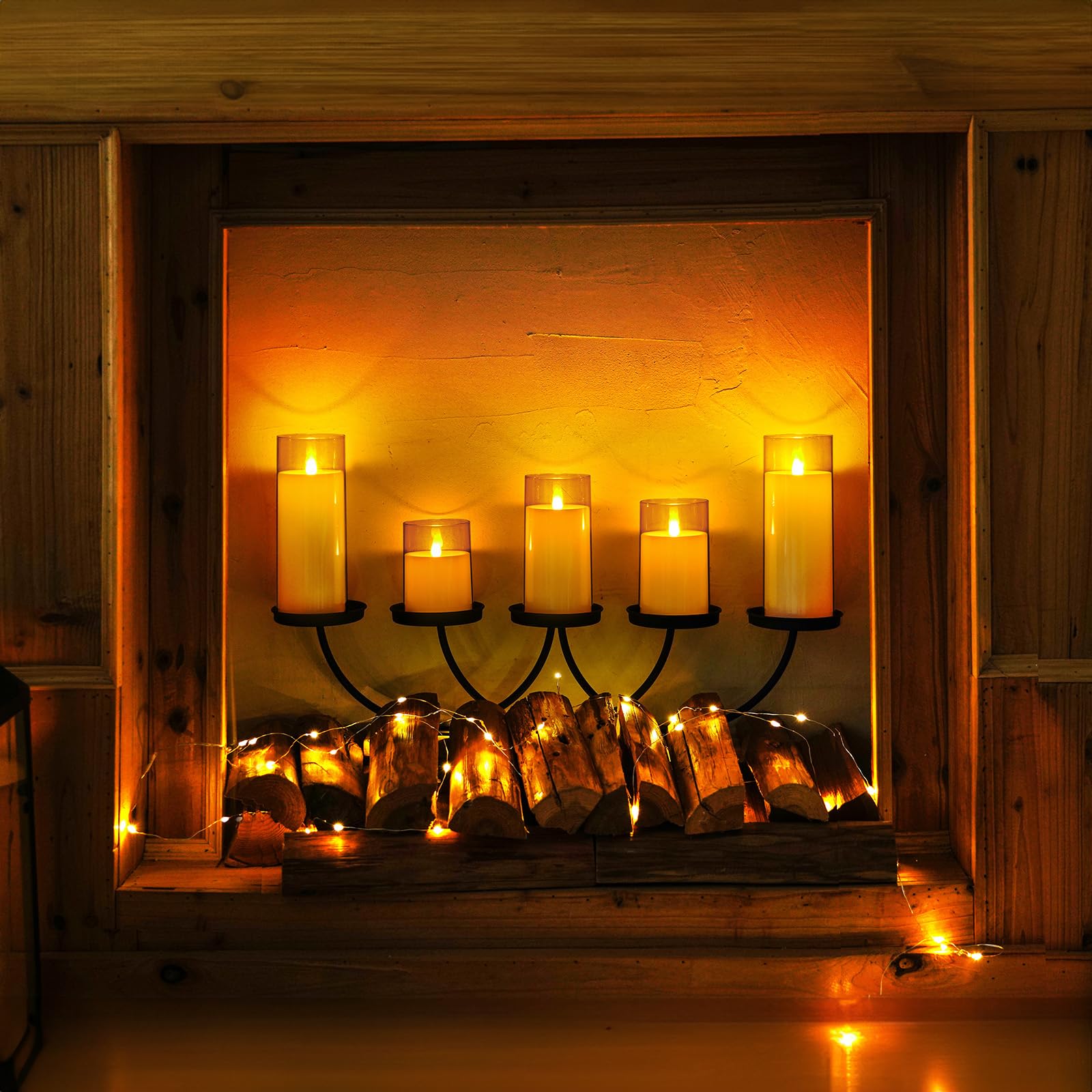 Homemory amber flickering flameless candle, 5-inch, acrylic shell adds warm ambience