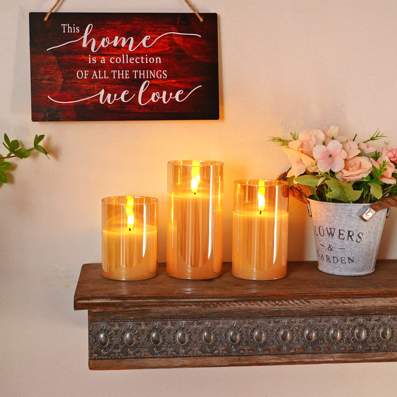 Homemory set of 3 candles offers varied heights for decor.