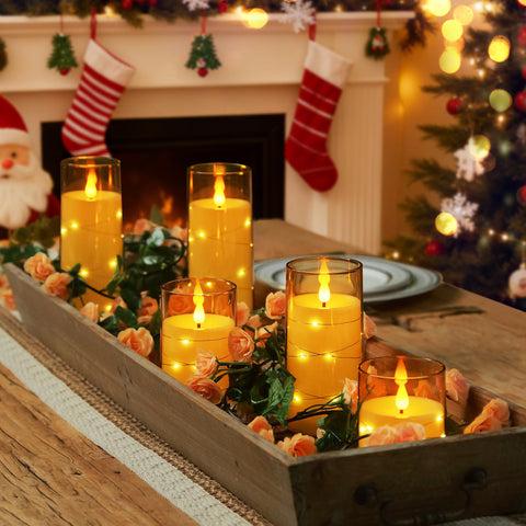 Homemory amber star string lights 6 inch candle creates gentle ambiance on tabletops