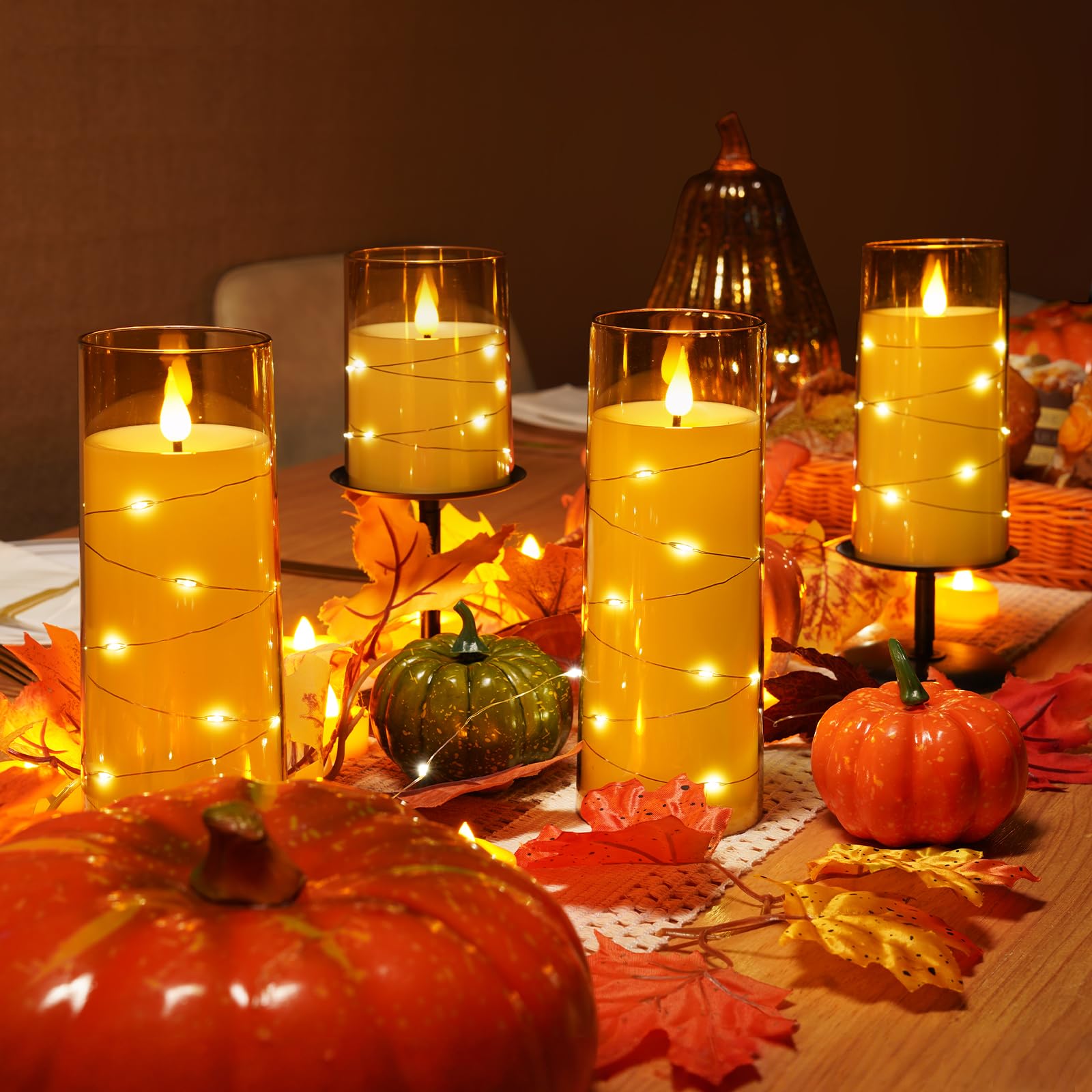 Homemory amber star string lights 8 inch candle shines softly for evenings