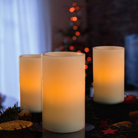 Homemory amber yellow glow from LED candle enhances warm ambience for events