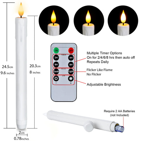 Homemory uses two AA batteries per candle for extended use and easy replacement.
