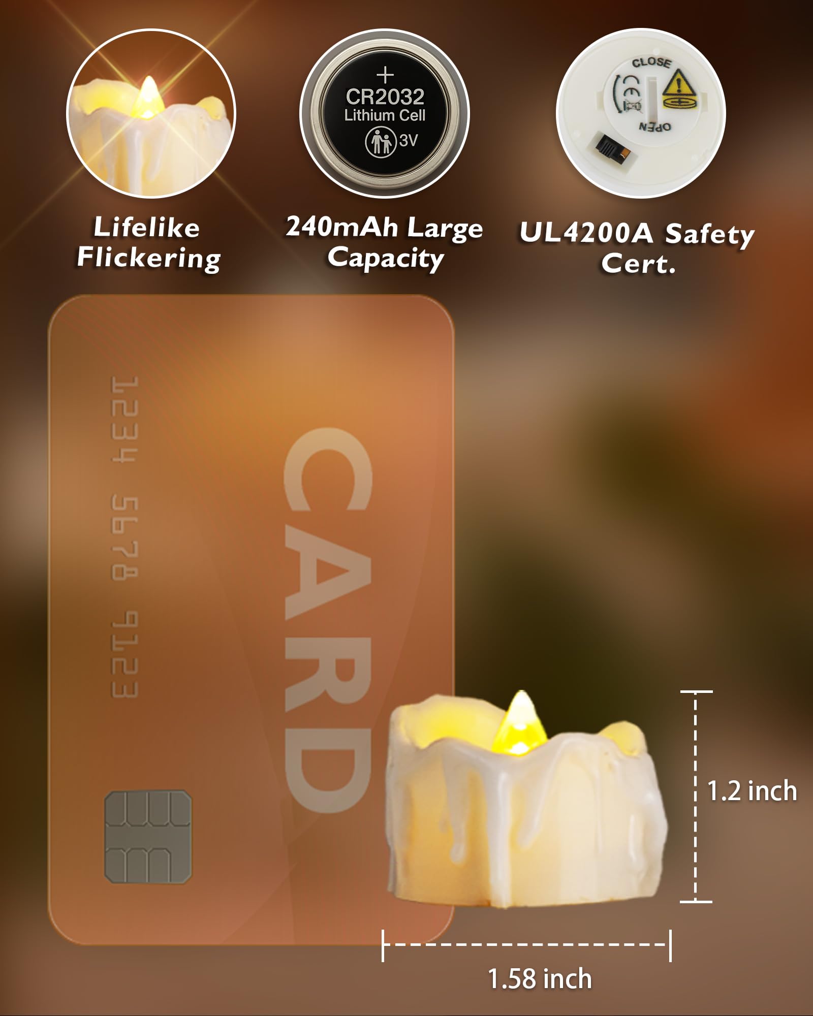 Homemory battery-operated tea light for safe, flicker-free ambience