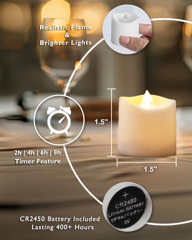 Homemory battery-operated tea lights provide versatile ambiance without fire risks.