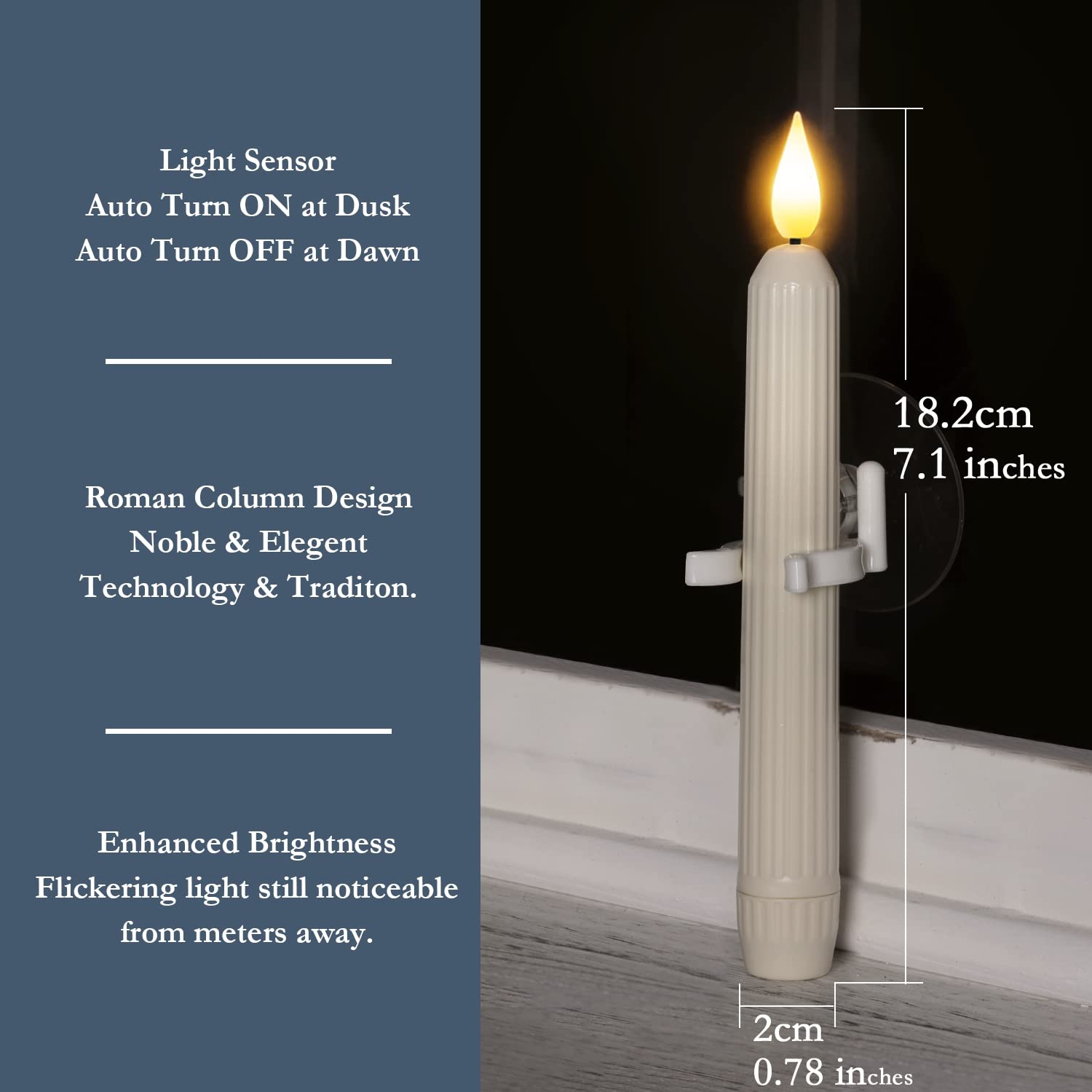 Homemory battery-powered window candles offer long-lasting operation across days.