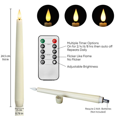 Bedroom cozy light with Homemory 9.6 inch ivory taper candles