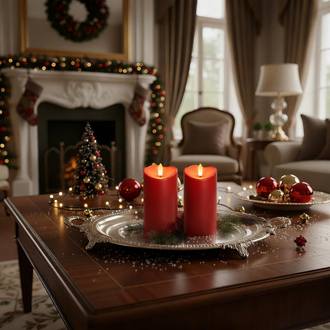 Homemory burgundy flameless candles battery-powered for safe, mess-free use.