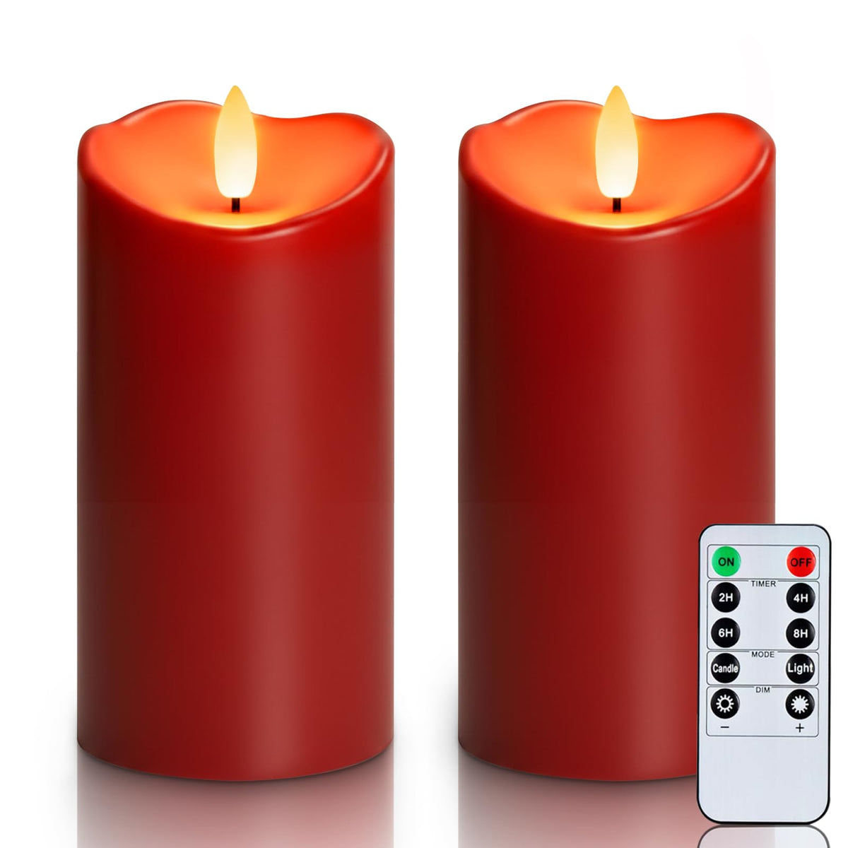 Homemory burgundy flameless candles outdoors glow with waterproof realism for patios.