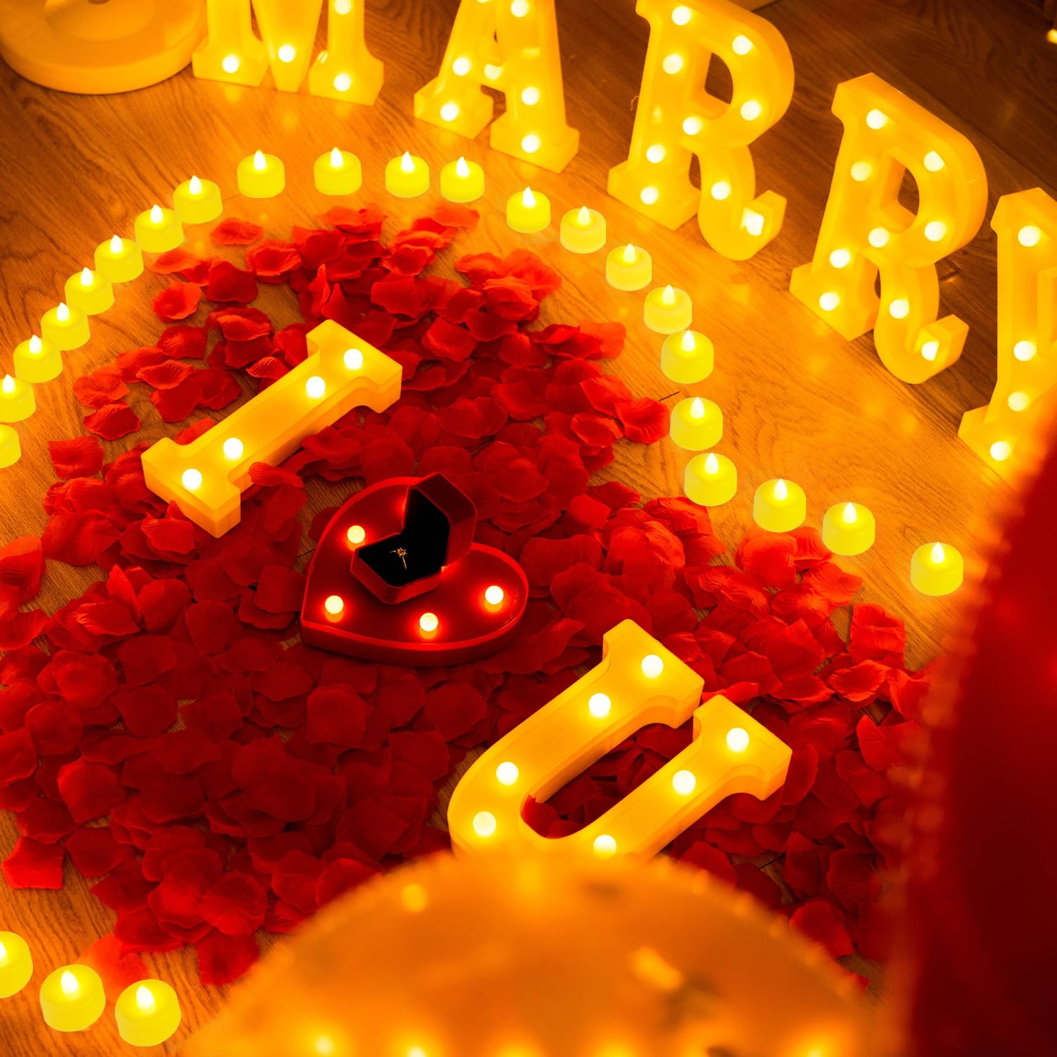Homemory burgundy love balloons enhance the proposal setup with flair
