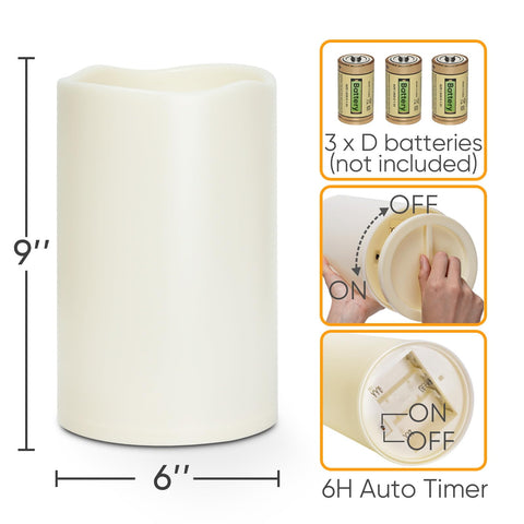 Homemory candle with 6-hour timer visible on switch.