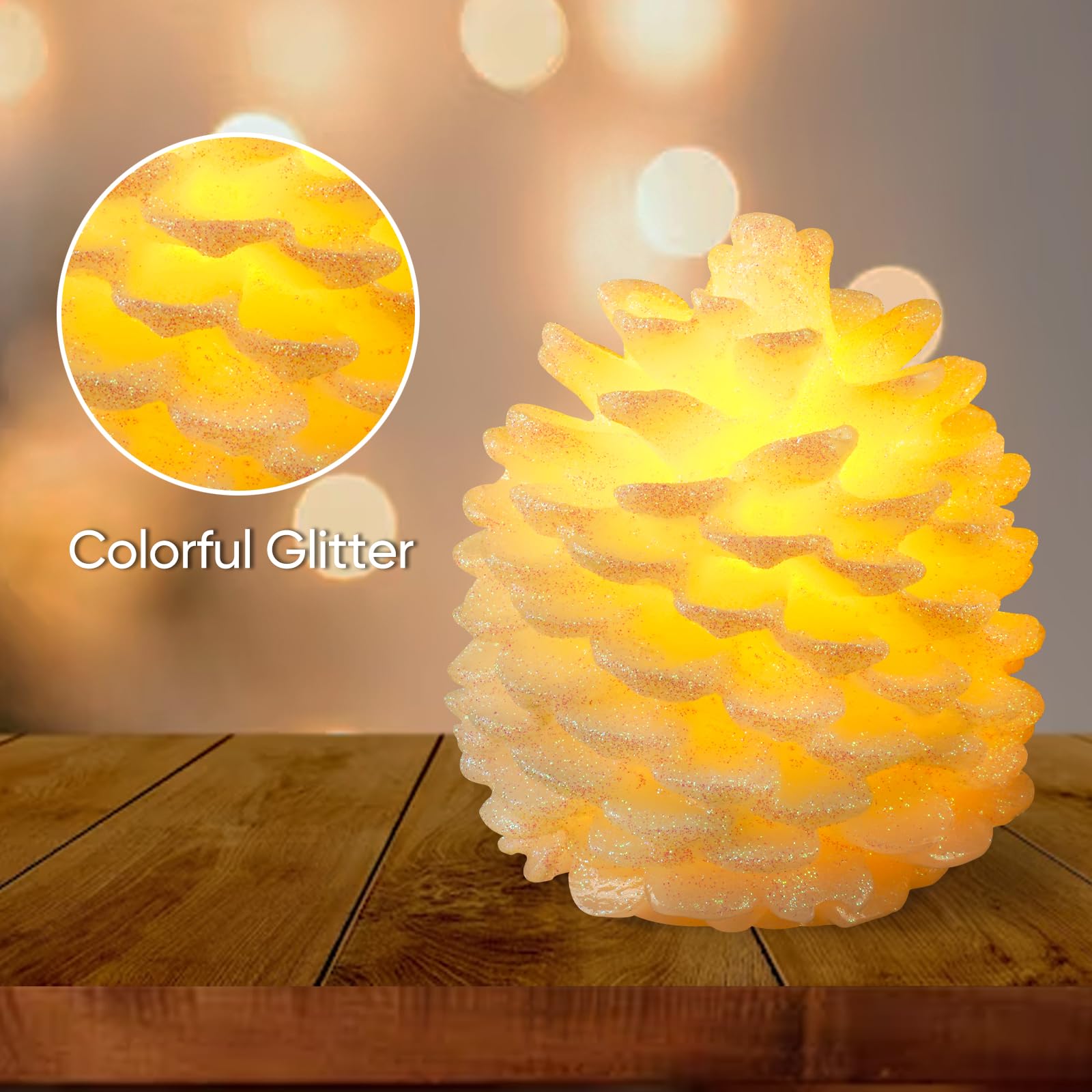 Homemory pine cone decor enhances festive table centerpiece.