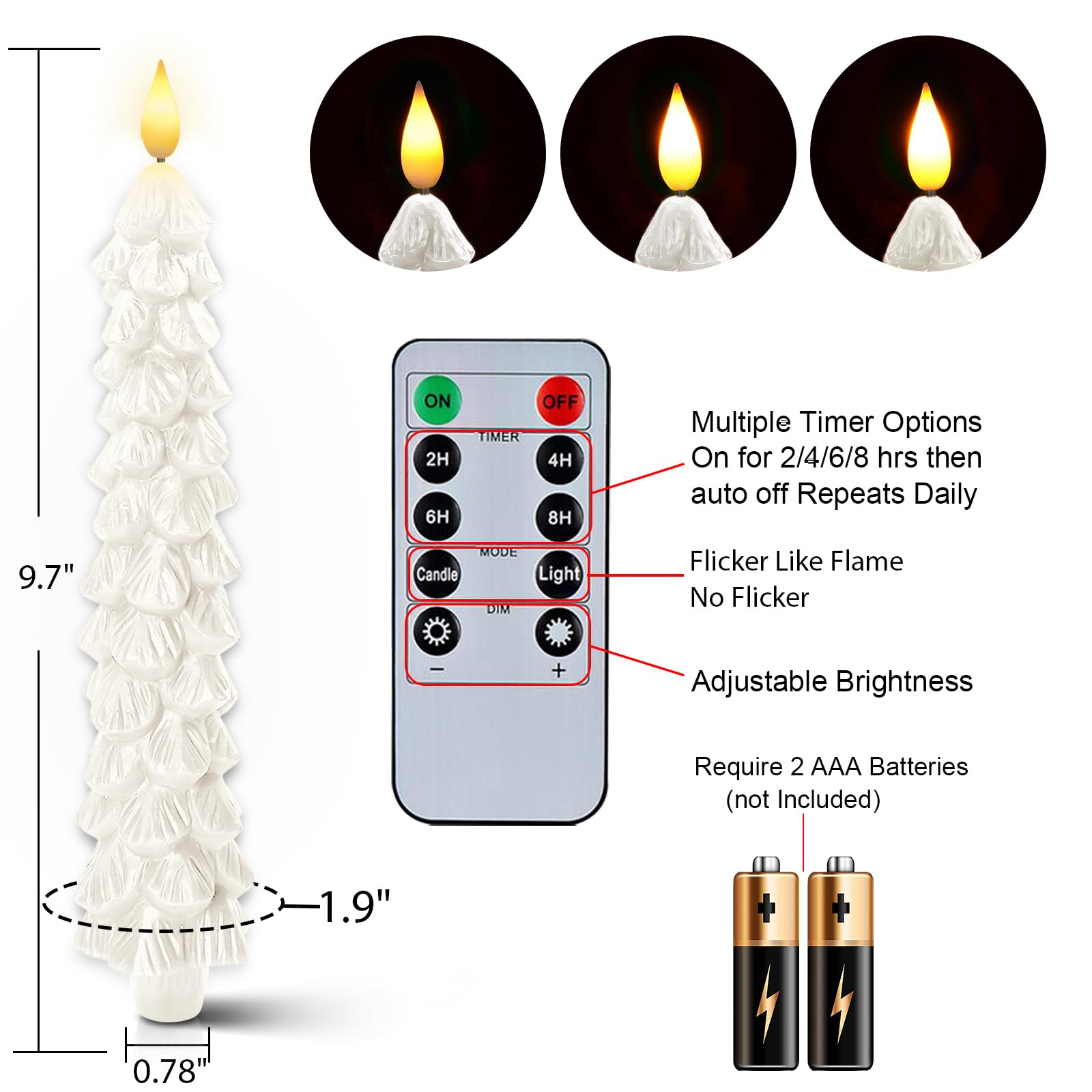 Homemory 9.7 inch candle fits windowsills and mantels