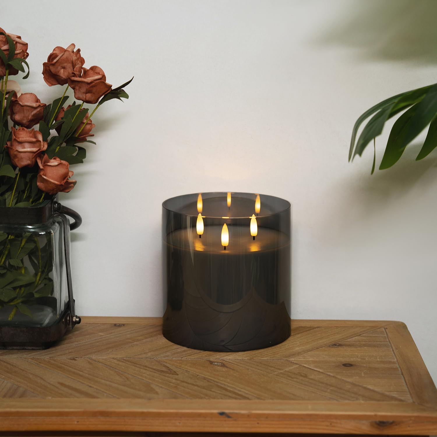 Homemory cozy evenings ambiance from grey glass flameless candle