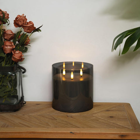 Homemory cozy evenings ambiance from grey glass flameless candle