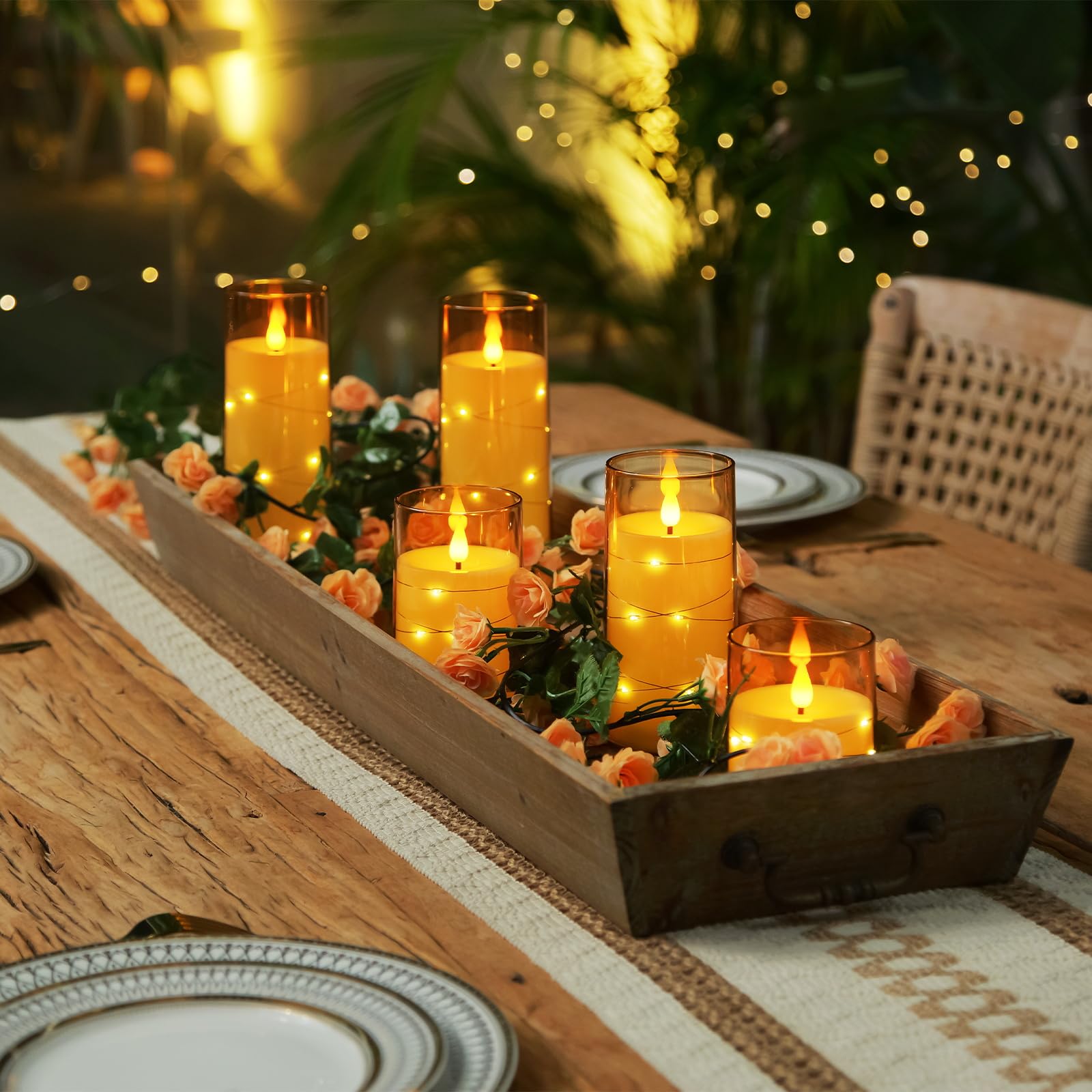 Different sizes fit lanterns, tabletops, and shelves for versatile decorating.
