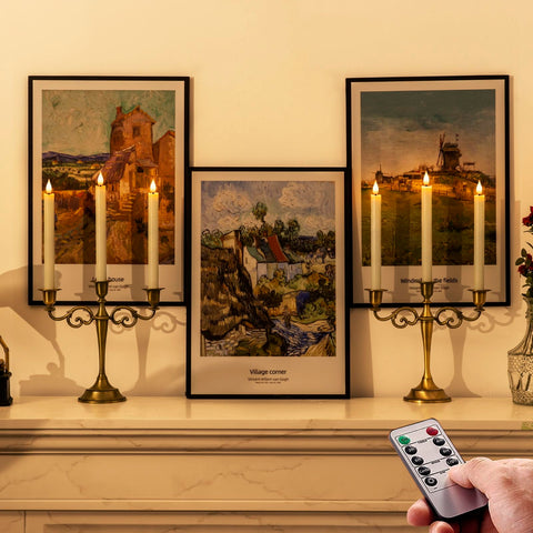 Homemory dining room setup with LED candles for family gatherings