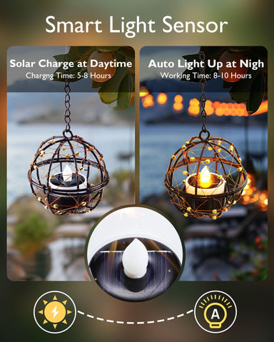 Homemory dusk-to-dawn tea lights activate at night for hands-free lighting.