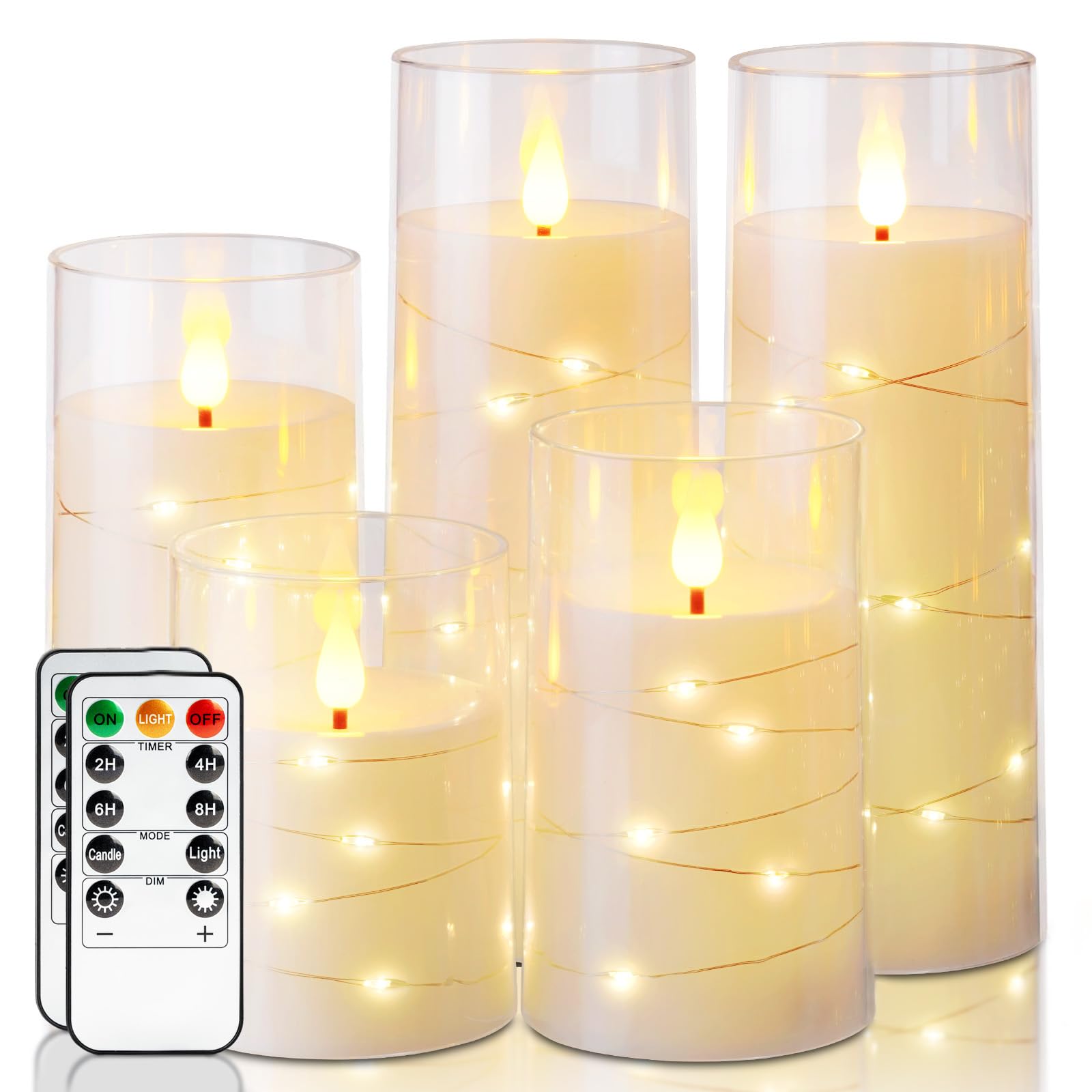 Homemory flameless candles with embedded star lights create festive ambience safely.