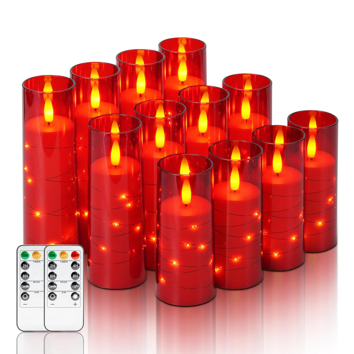 Homemory flameless candles with star string lights illuminate softly for festive tables and weddings.