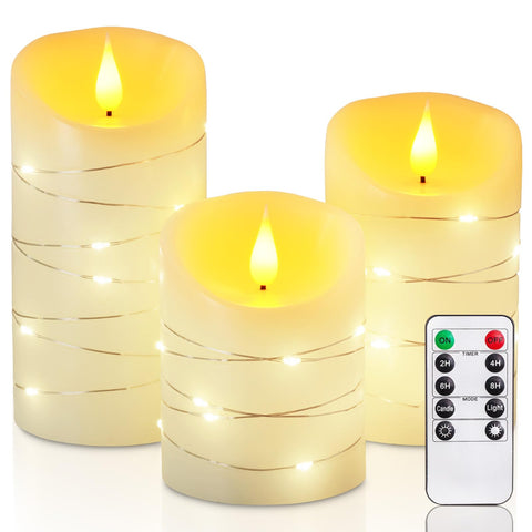 Homemory flameless candles with starry string lights create warm, romantic ambiance for intimate evenings.