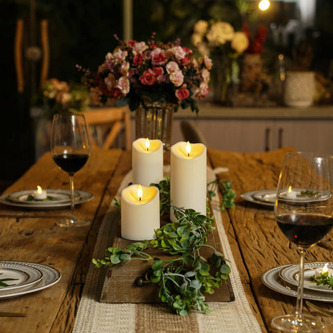 Homemory candle glow enhances wedding and party table decor.