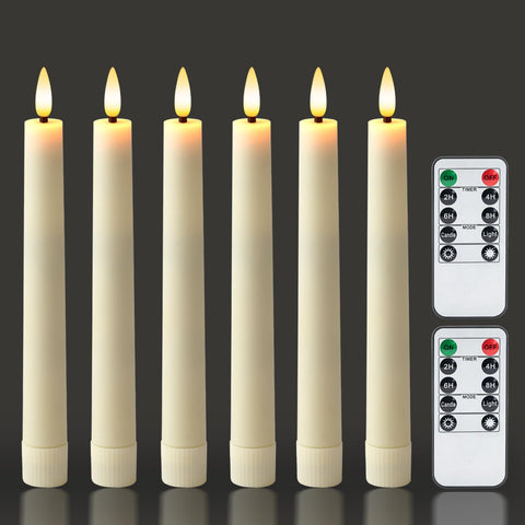 Homemory flameless taper candles on window display create warm ambience